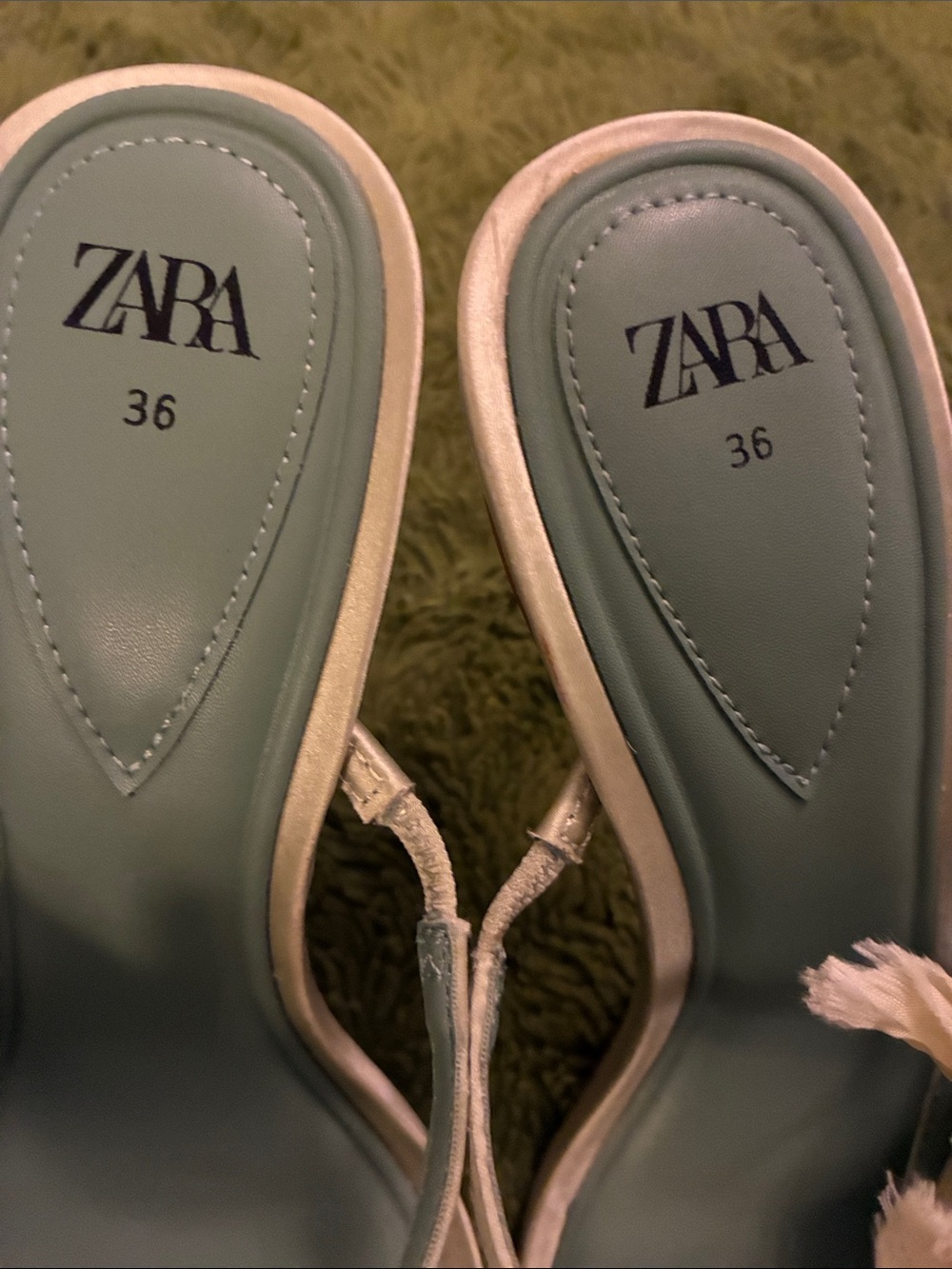 Zara Light Green/Yellow Floral High-Heel Slide Sandals with Sage Insole - Picture 7 of 7